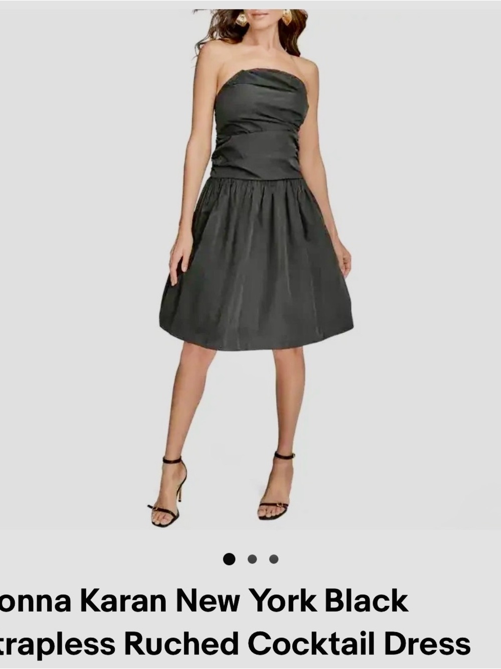 Donna Karan Black Strapless Ruched Cocktail Dress